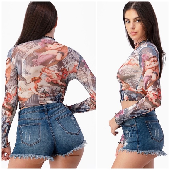 Renaissance print mesh top - Picture 7 of 10